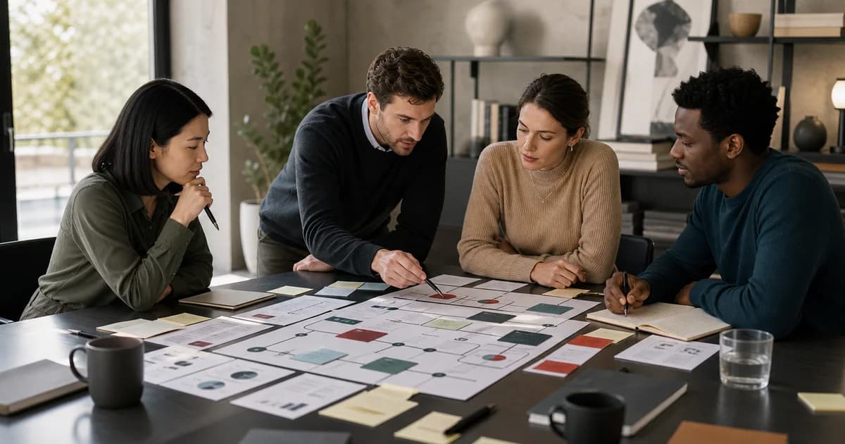 Revenue operations team reviewing Tableau Next agentic analytics workflow plans around a conference table